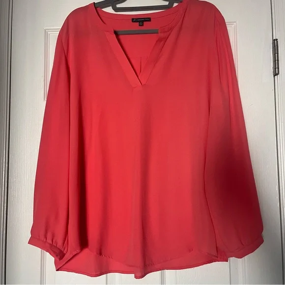 NWOT Adrianna Papell Vibrant Coral Blouse - Picture 1 of 8